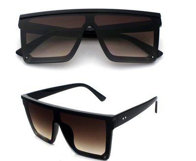 Large-frame square sunglasses with a tortoiseshell pattern frame and gradient brown lenses, shown from front and side. - Image 22