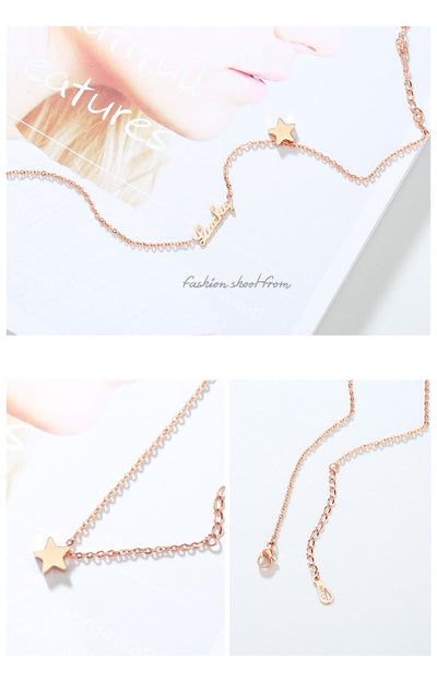 Pulsera Tobillera Acero Titanio 316L Estrella de la Suerte Oro Rosa - Joya Resistente para Mujer - Image 4
