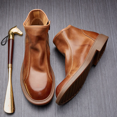 Botas Martin de Cuero Genuino con Punta Redonda para Hombre