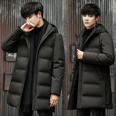 Abrigo Largo de Plumón de Pato Blanco con Capucha para Hombre - Invierno Coreano - Image 5