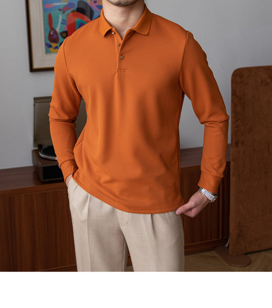 Polo Retro de Manga Larga Ajustado en Colores Sólidos - Image 21
