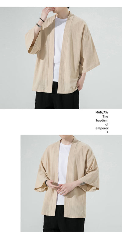 Cardigan de Algodón y Lino para Hombre con Mangas 3/4 - Image 14