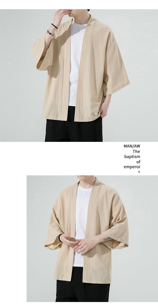 Cardigan de Algodón y Lino para Hombre con Mangas 3/4 - Image 14