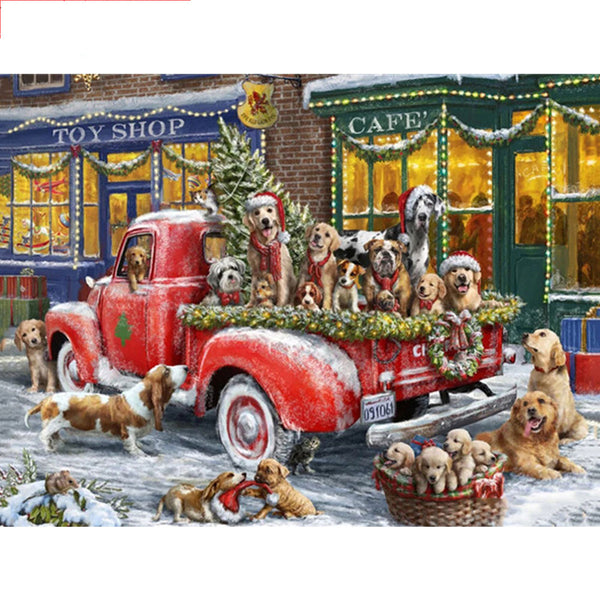 Cuadro Mosaico Navideño Perro - Pintura de Diamantes Artesanal - Image 6