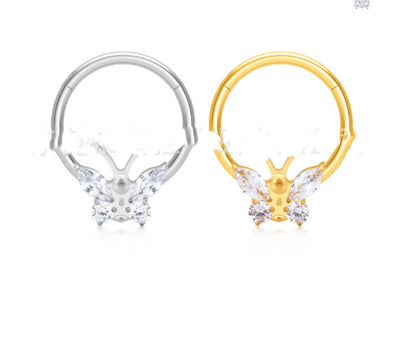 Aros Piercing Nariz Mariposa Circonitas Titanio Quirúrgico - Image 8