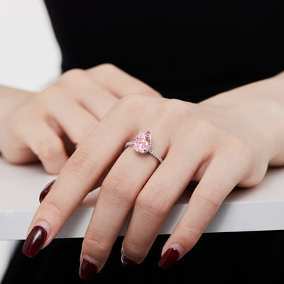 Anillo de Circón Gota de Hielo Plateado para Mujer - Image 3