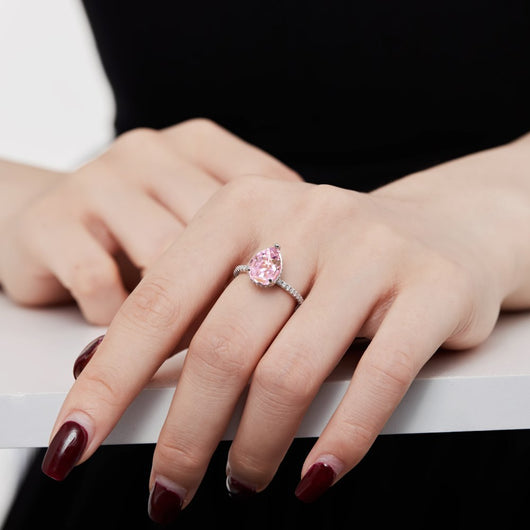 Anillo de Circón Gota de Hielo Plateado para Mujer - Image 3