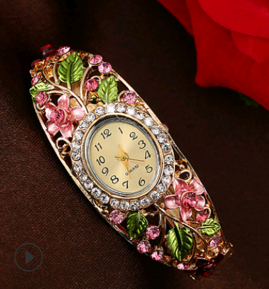 Reloj de Pulsera para Mujer con Diamantes y Diseño Artístico Étnico - Image 5