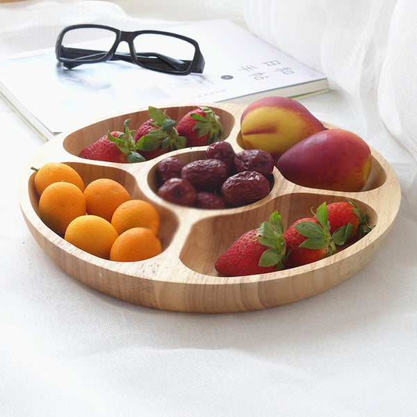 Plato de Madera Maciza con Diseño Reticular