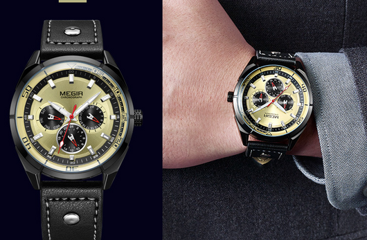 Reloj de Pulsera Hombre Cuarzo Esfera Grande Cuero Semana - Image 4
