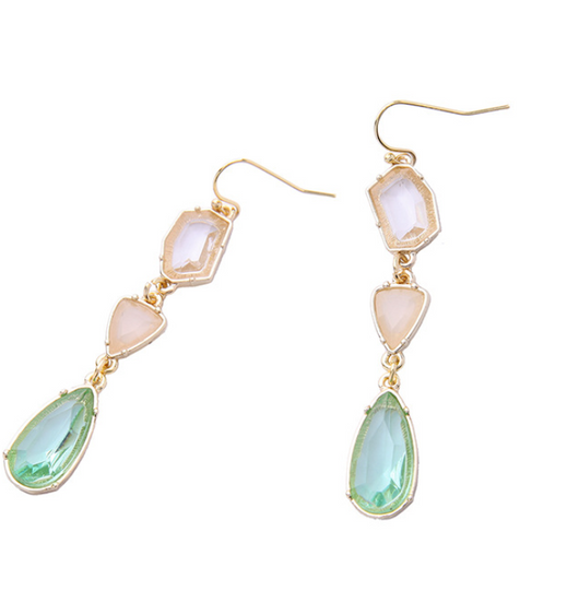 Aretes de Cristal Gema Aleación con Colgante Elegante - Joyería Moderna Estilo Europeo - Image 2