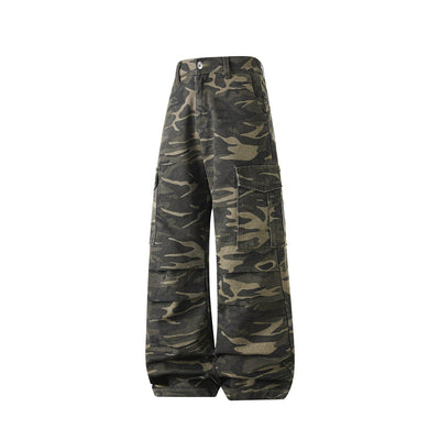 Pantalones Cargo Camuflaje Hombre Pierna Recta Corte Amplio - Image 11