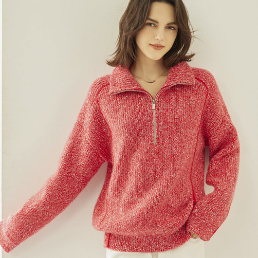 Suéter de Cashmira con Cuello Mao Grueso de Cinco Capas para Mujer - Abrigo Base Holgado Otoño Invierno - Image 2