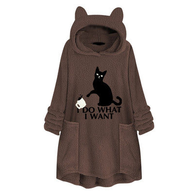 Suéter Reversible de Terciopelo con Capucha y Estampado de Gato - Image 15