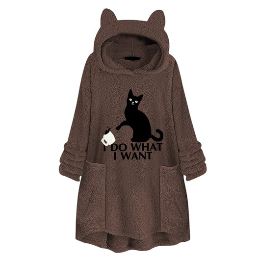 Suéter Reversible de Terciopelo con Capucha y Estampado de Gato - Image 15