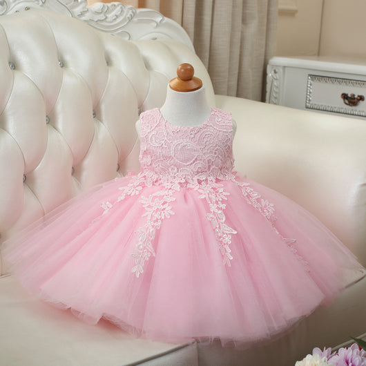 Vestido Infantil Coreano con Encaje Dorado y Aplicaciones - Image 7