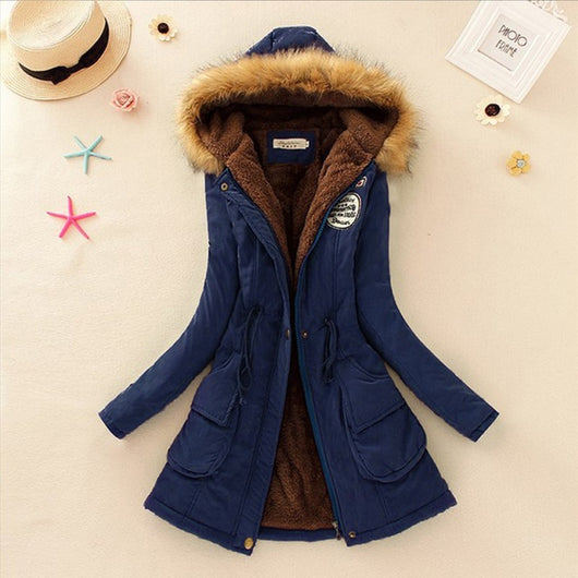 Abrigo Largo Acolchado de Algodón para Mujer con Cuello de Lana - Image 11