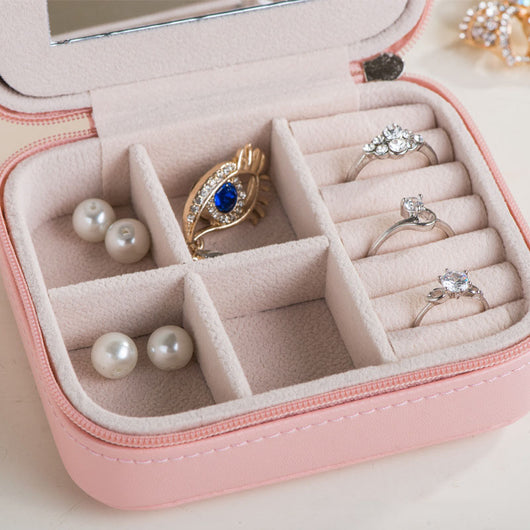 Organizador de Joyas Portátil con Compartimentos y Cierre - Caja de Viaje para Anillos y Aretes - Image 4