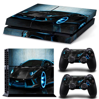 Camouflage skin set for PS4 console and two controllers, featuring a green, brown, and black textured pattern. - Image 3