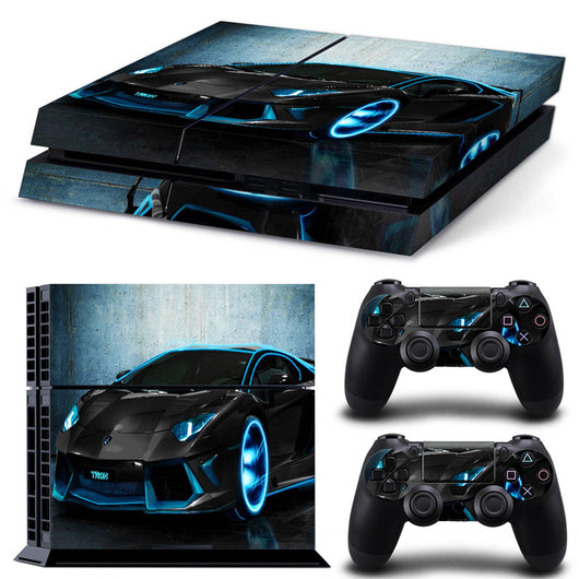 Camouflage skin set for PS4 console and two controllers, featuring a green, brown, and black textured pattern. - Image 3