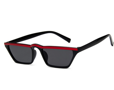 White flat top sunglasses with dark square lenses and a black accent line along the top of the frame. - Image 6