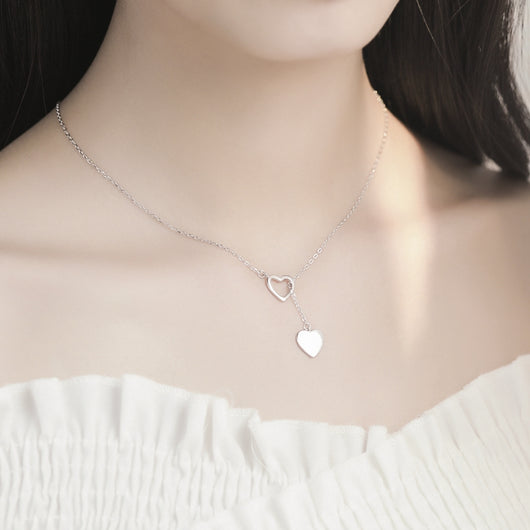 Collar Doble Corazón en Plata Esterlina - Image 5