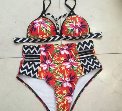 Bikini de Cintura Alta Estampado Multicolor - Traje de Baño Sexy para Mujer - Image 13