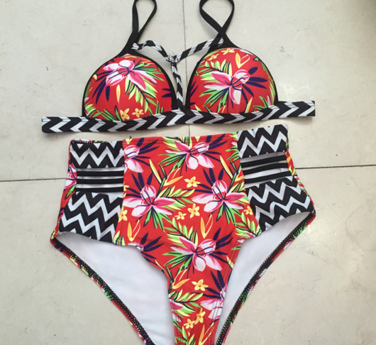 Bikini de Cintura Alta Estampado Multicolor - Traje de Baño Sexy para Mujer - Image 13