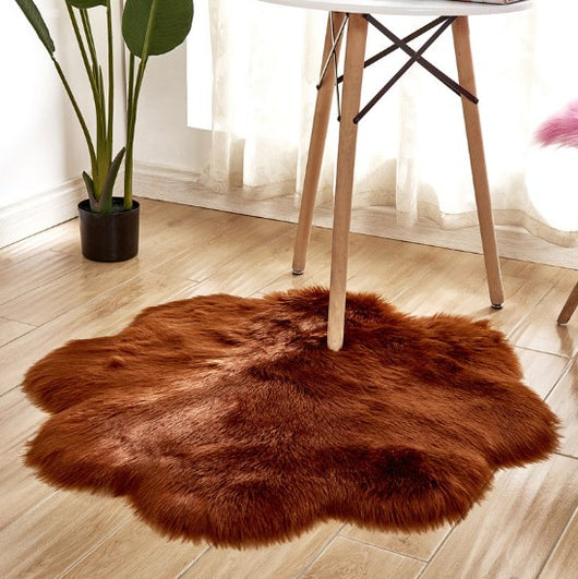 Alfombra de Lana Artificial con Forma Floral – Tapete Suave de Piel Sintética - Image 5