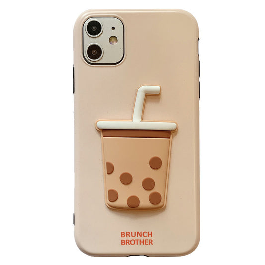 Funda para teléfono con diseño de té de perlas