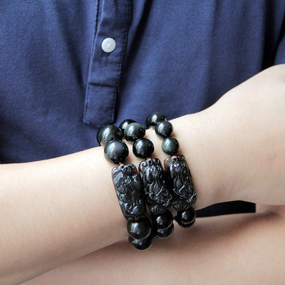 Pulsera Pixiu de Obsidiana Negra Natural - Protección y Prosperidad