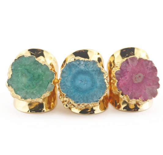 Anillos Ajustables con Piedra Druzy Yauvana