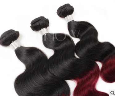 Peluca Brasileña Ondulada Dos Tonos Rojo Vino - Cabello Real de Alta Densidad - Image 4