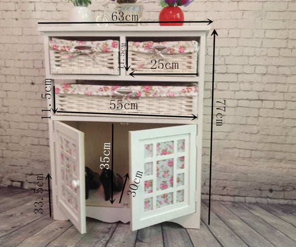 Armario Multiusos de Madera Maciza con Puertas y Compartimentos de Almacenamiento