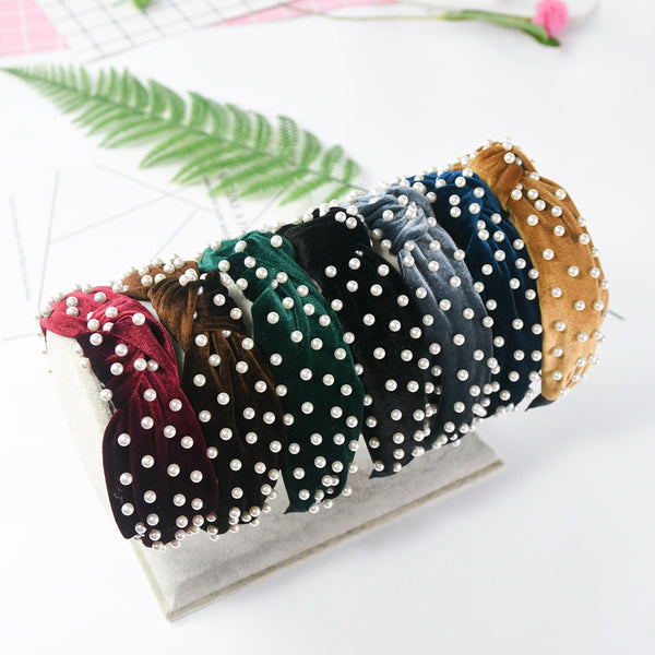 Diadema de Terciopelo Perla con Nudo Decorativo