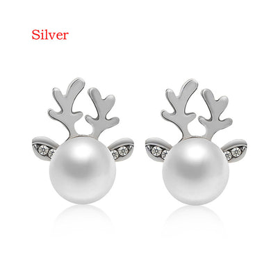 Aretes Navideños de Perla con Astas de Reno - Image 6
