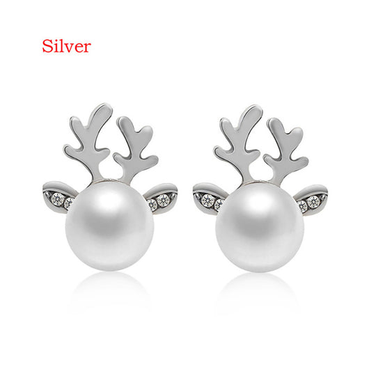 Aretes Navideños de Perla con Astas de Reno - Image 6