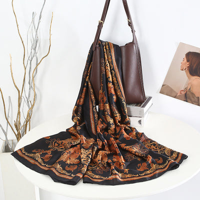 Capa Foulard de Seda Brocado Satinado Estampado Alargado para Mujer