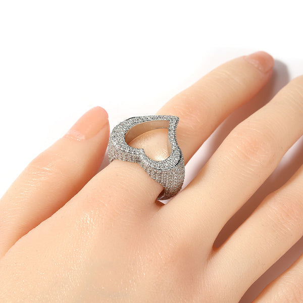 Anillo de Corazón Hueco con Zirconia - Personalidad Fashion