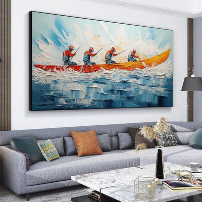 Cuadro Óleo Artesanal Gran Formato - Paisaje Marino con Velero para Sala de Estar - Image 18