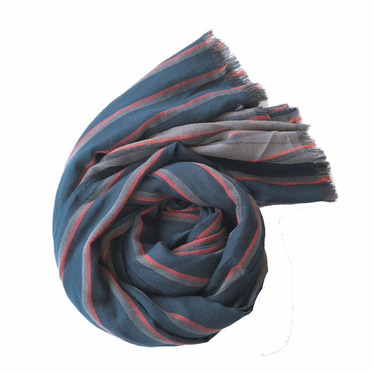 Bufanda Larga Azul a Rayas Estilo Japonés y Coreano para Hombre - Image 5