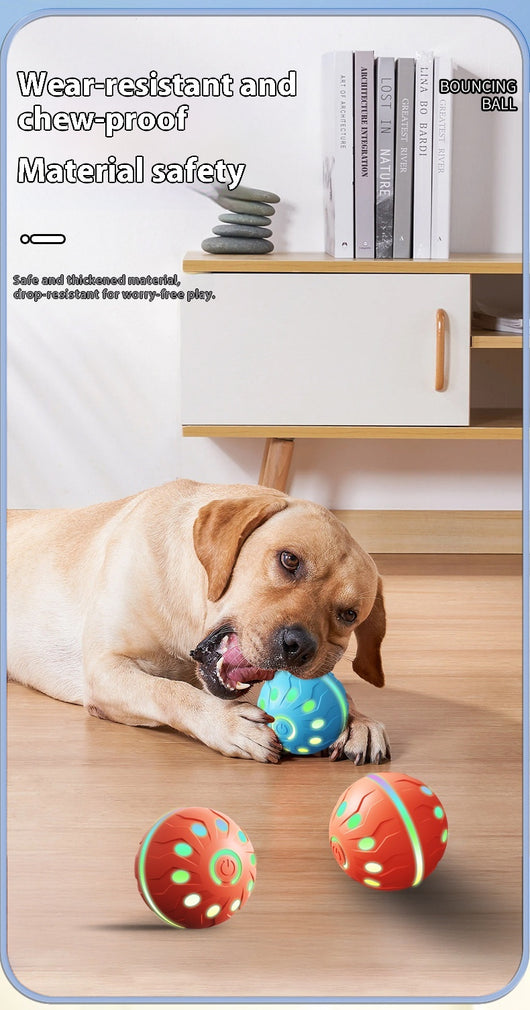 Orange-red automatic pet toy ball with a textured surface and a power button, designed for dogs. - Image 9