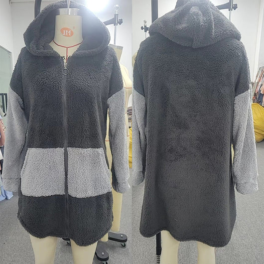 Chamarra Reversible Acolchada de Terciopelo con Capucha para Otoño e Invierno - Image 3