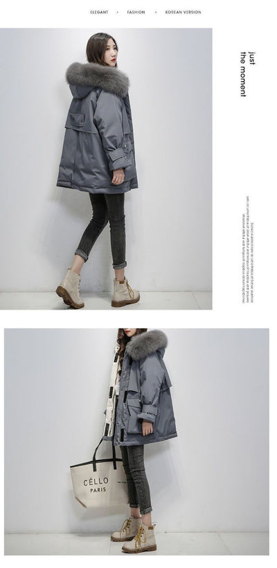 Abrigo de Algodón Suelto Mujer Largo Invierno - Image 13