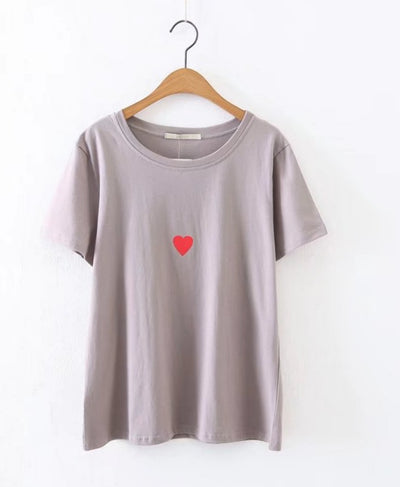 Playera Escote Corazón Estampado Manga Corta