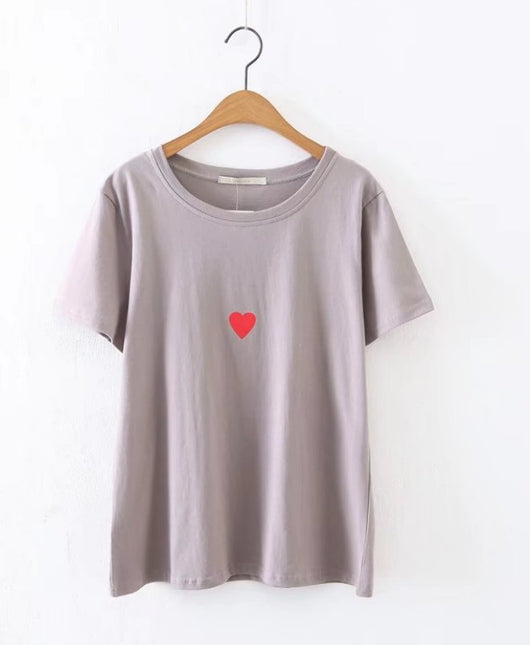 Playera Escote Corazón Estampado Manga Corta