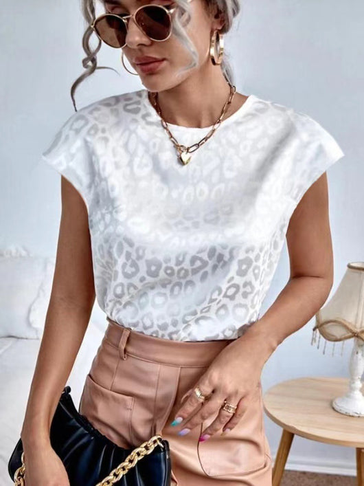 Blusa Satinada Suelta de Manga Corta para Mujer - Image 8