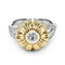 Set de Anillos de Pareja Girasol Bicolor Chapado en Oro