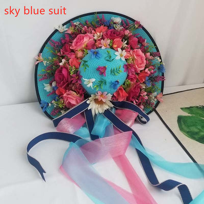 Sombrero de Paja Púrpura con Flor para Mujer - Estilo Raffia - Image 30