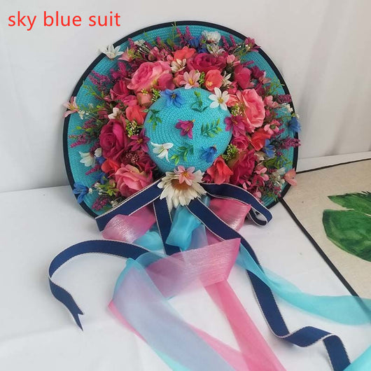 Sombrero de Paja Púrpura con Flor para Mujer - Estilo Raffia - Image 30